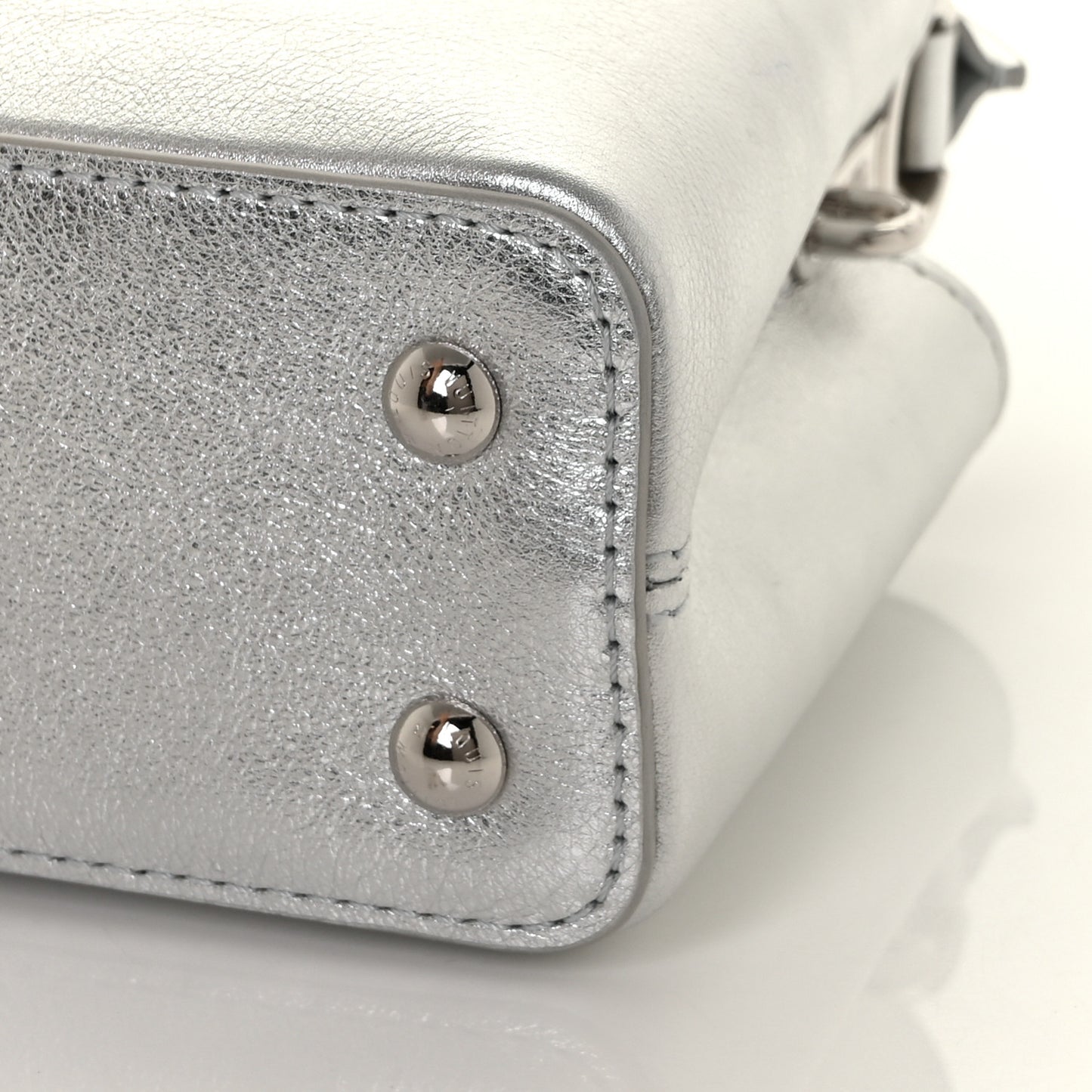 Metallic Calfskin Mini Capucines Silver