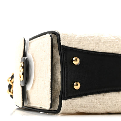 Chanel Canvas Calfskin Quilted Mini Chanel 25 Handbag Ecru Black 8 of 9