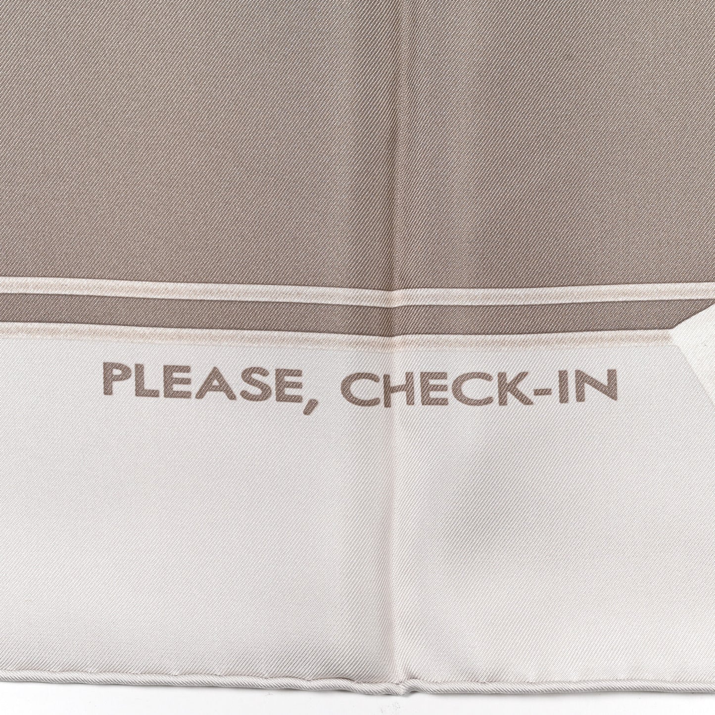 Silk Please Check In Scarf 90 Gris Perle Etoupe