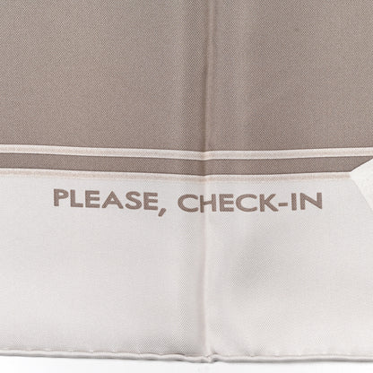 Hermes Silk Please Check In Scarf 90 Gris Perle Etoupe 2 of 6