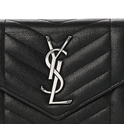 Saint Laurent Lambskin Mixed Matelasse Quilted Large Monogram Envelope Wallet Black 7 of 16