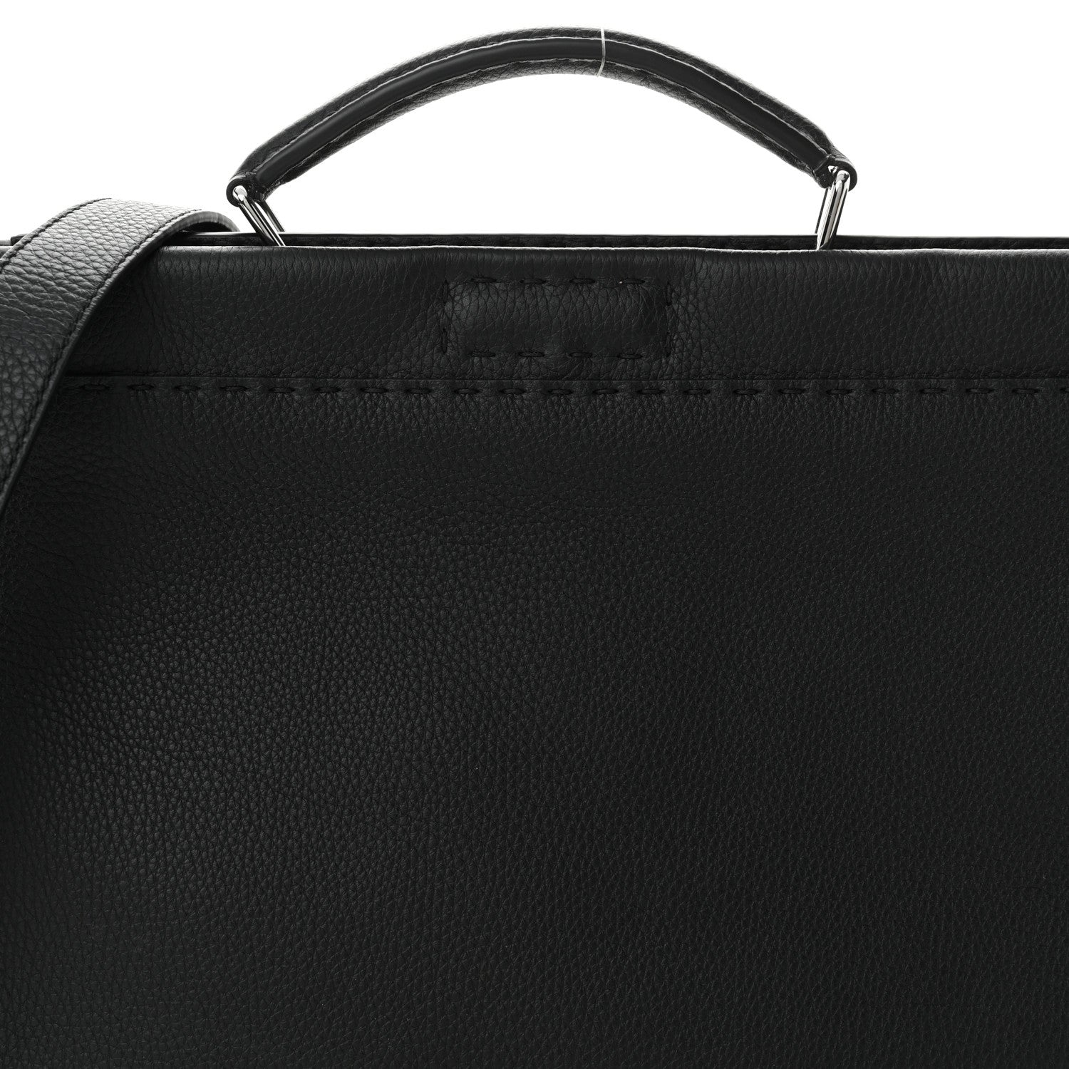 Fendi Cuoio Romano Selleria Crocodile Embossed Calfskin Monster Eyes Large Peekaboo Iconic Fit Satchel Black Sunflower 9 of 11