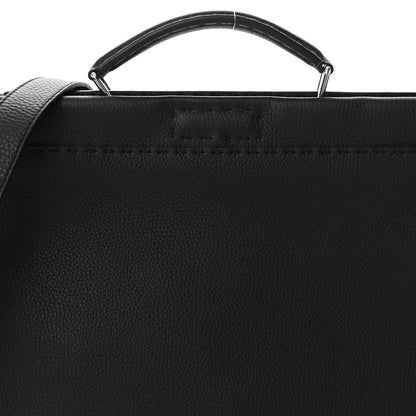 Fendi Cuoio Romano Selleria Crocodile Embossed Calfskin Monster Eyes Large Peekaboo Iconic Fit Satchel Black Sunflower 9 of 11