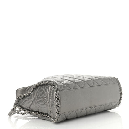 Chanel Metallic Aged Calfskin Quilted Medium Chain Me Hobo Grey 4 of 10