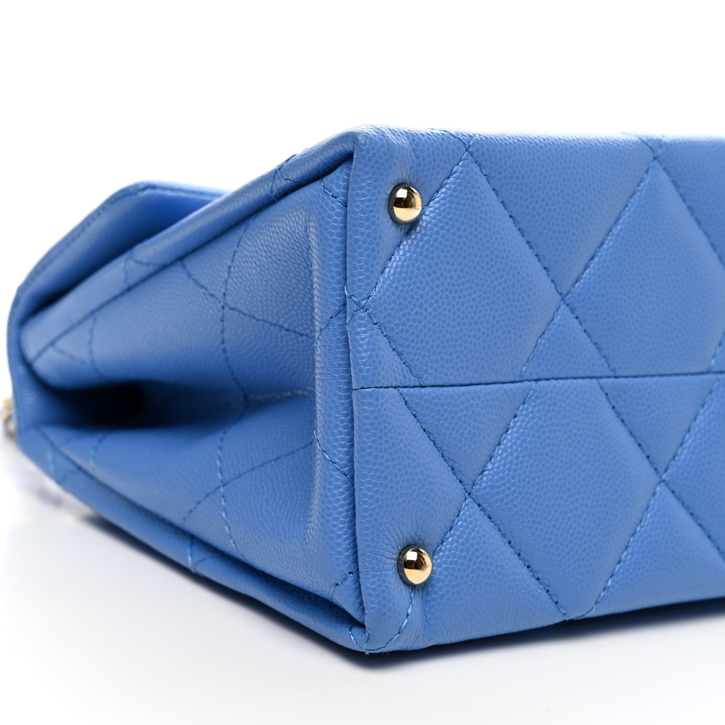 Caviar Quilted Mini Retro Twist Top Handle Flap Blue