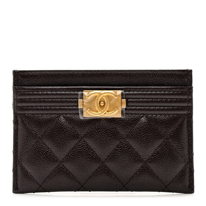 Chanel Caviar Quilted Boy Card Holder Dark Brown 1 of 9