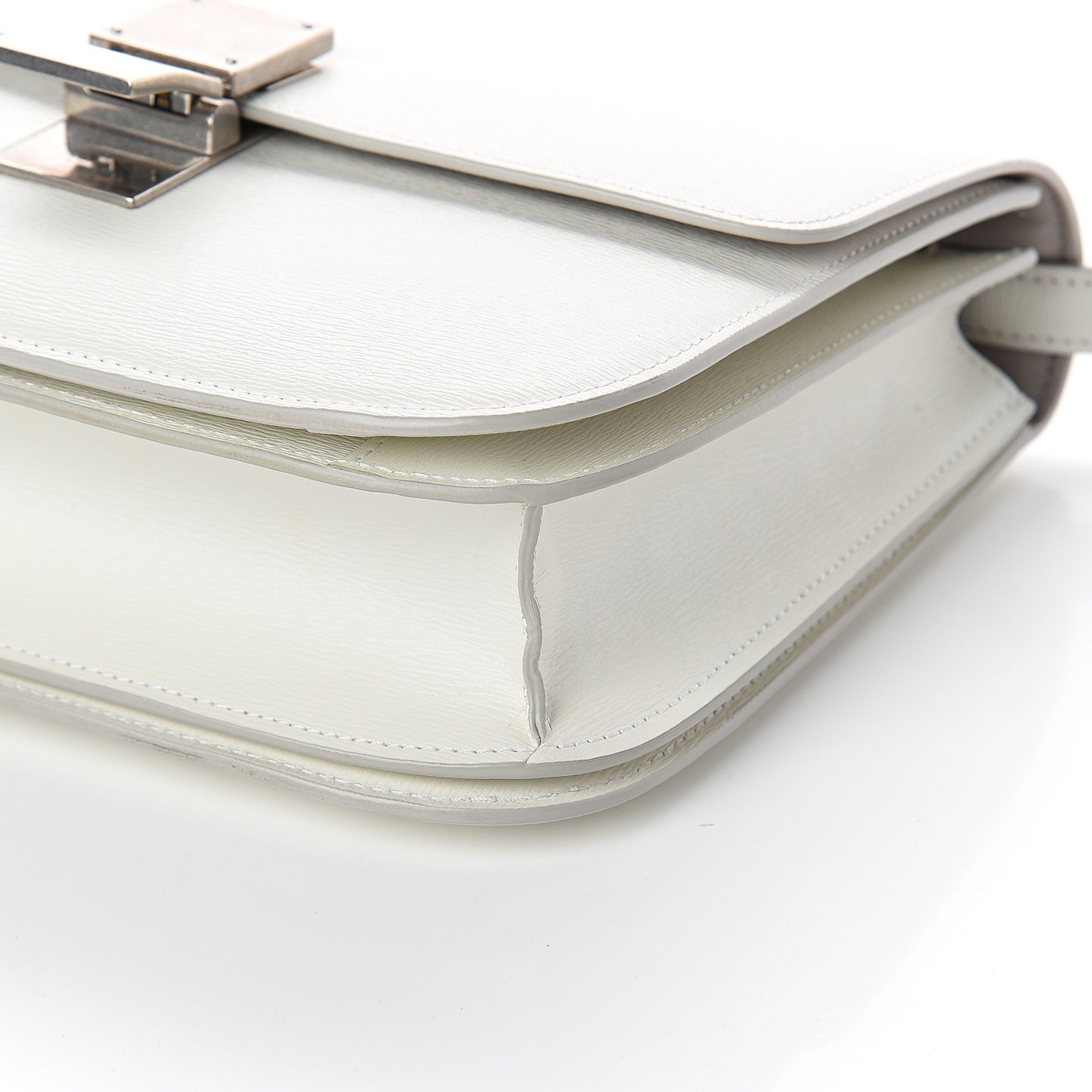 Liege Calfskin Medium Classic Box Flap Bag White