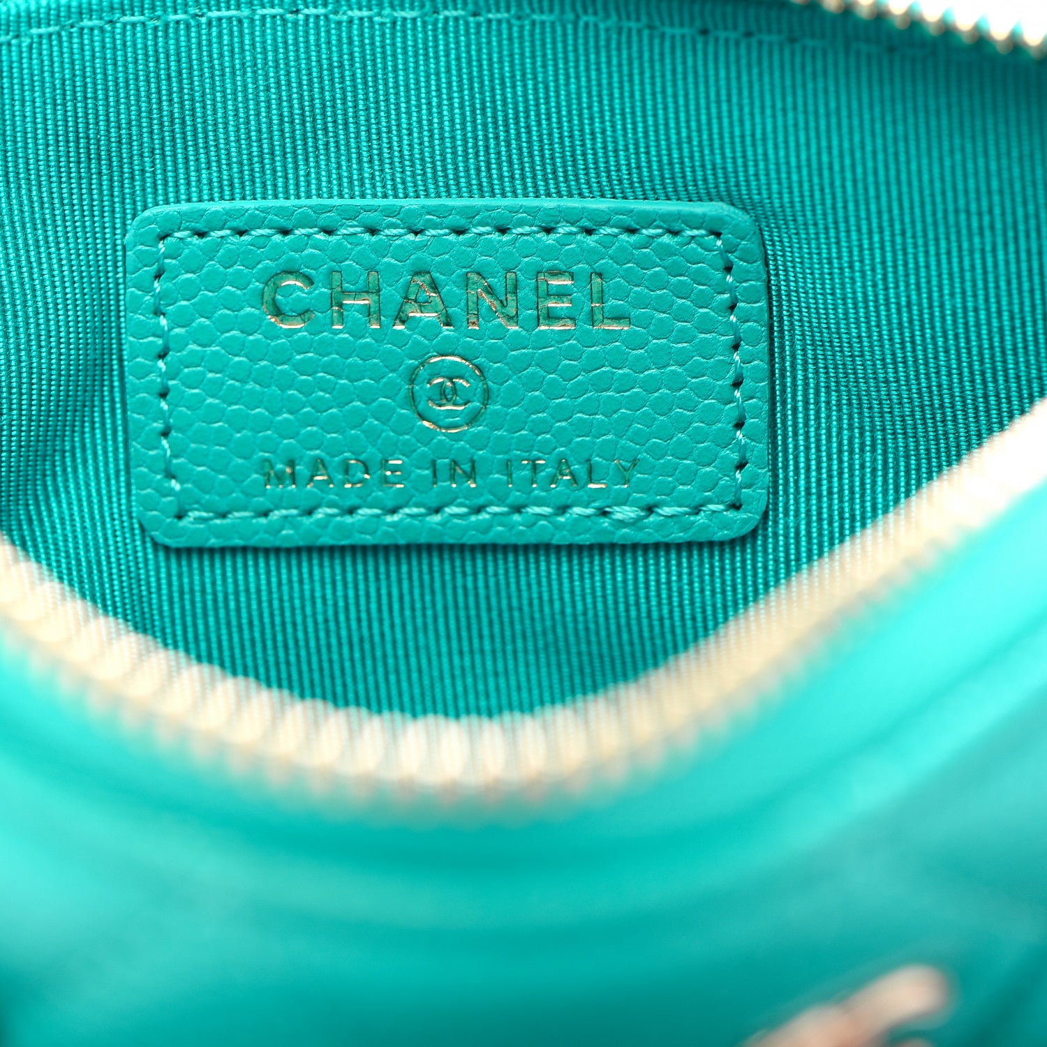Chanel Caviar Quilted Small Cosmetic Case Turquoise 8 of 10