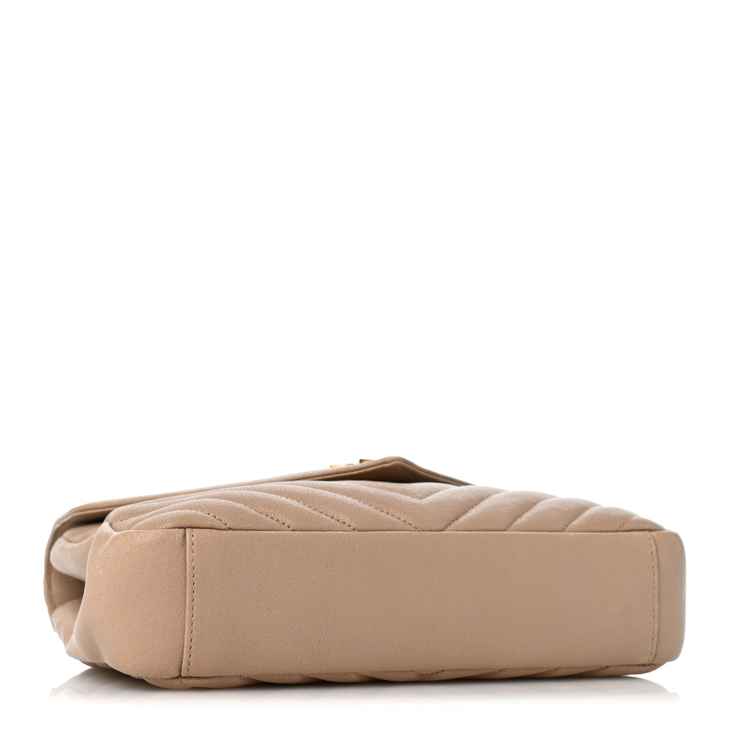 Saint Laurent Sheepskin Matelasse Chevron Monogram Medium College Bag Dark Beige 4 of 13