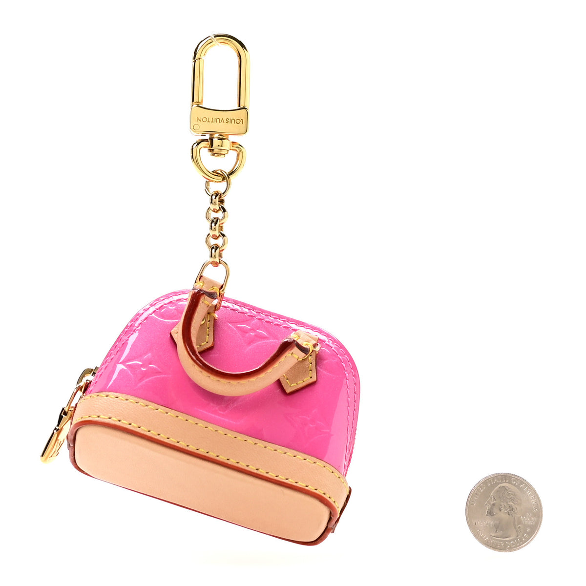 Vernis Monogram Micro Alma Bag Charm Key Holder Rose