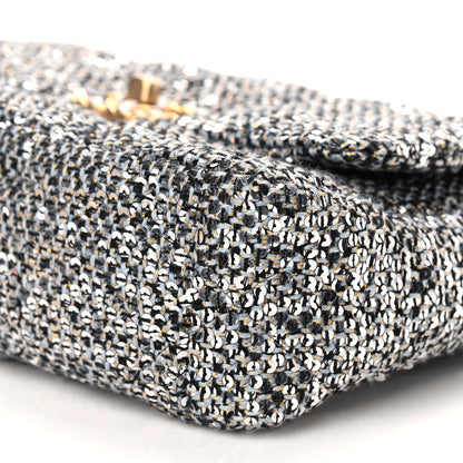 Chanel Sequin Quilted Medium Chanel 19 Flap Silver 9 of 9