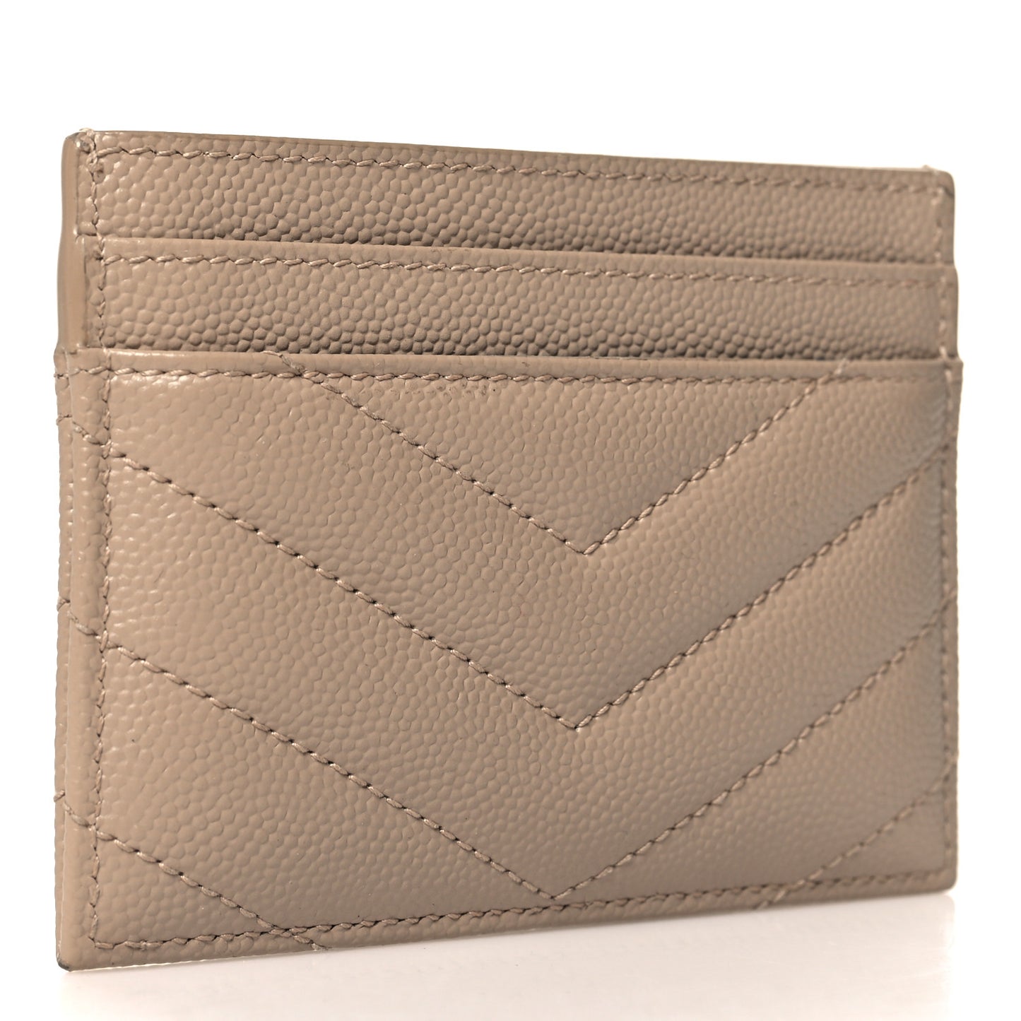 Grain De Poudre Matelasse Chevron Monogram Credit Card Case Dark Beige