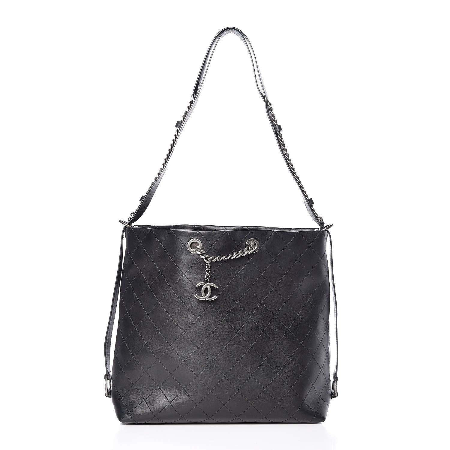 Chanel Calfskin Stitched Large Hobo Black 3 of 12