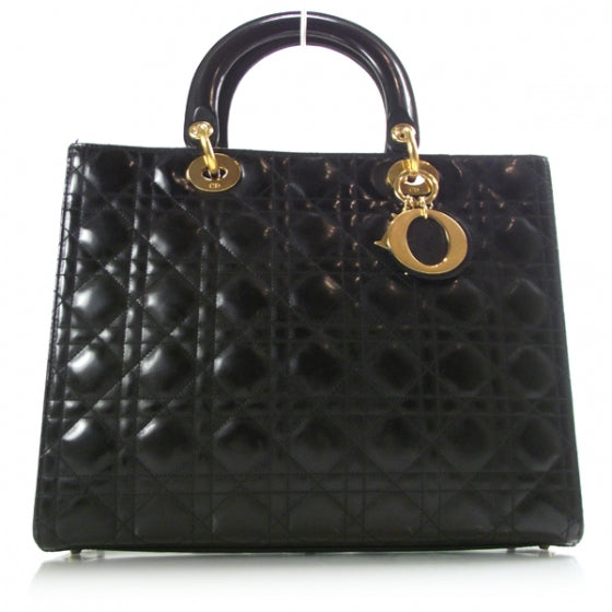 Patent Cannage Large Lady Dior Black