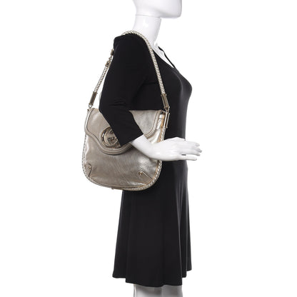 Gucci Metallic Calfskin Medium Britt Tassel Shoulder Bag Platinum 2 of 10