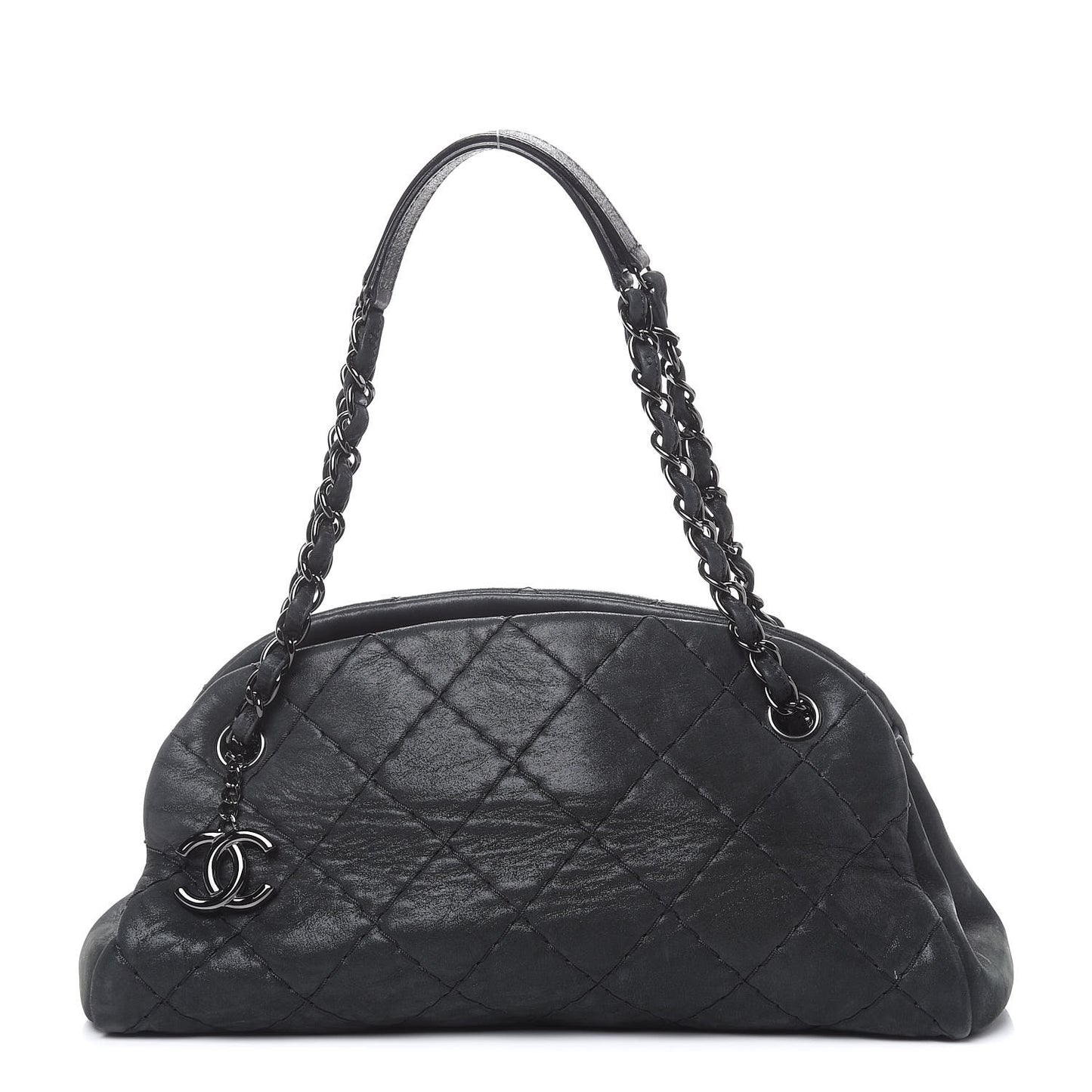 Iridescent Calfskin Medium Just Mademoiselle Bowler Black