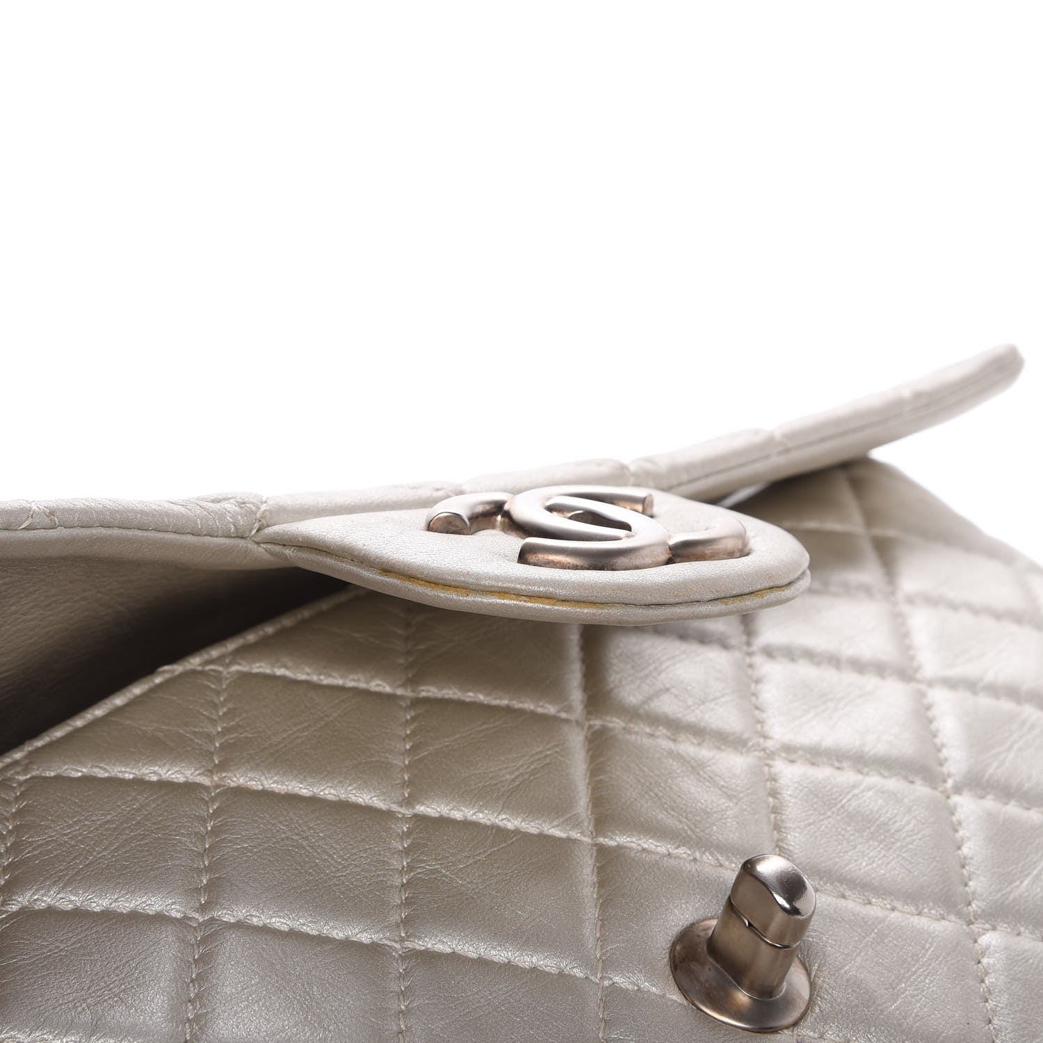 Chanel Metallic Lambskin Quilted Maxi Single Flap Silver 14 of 18