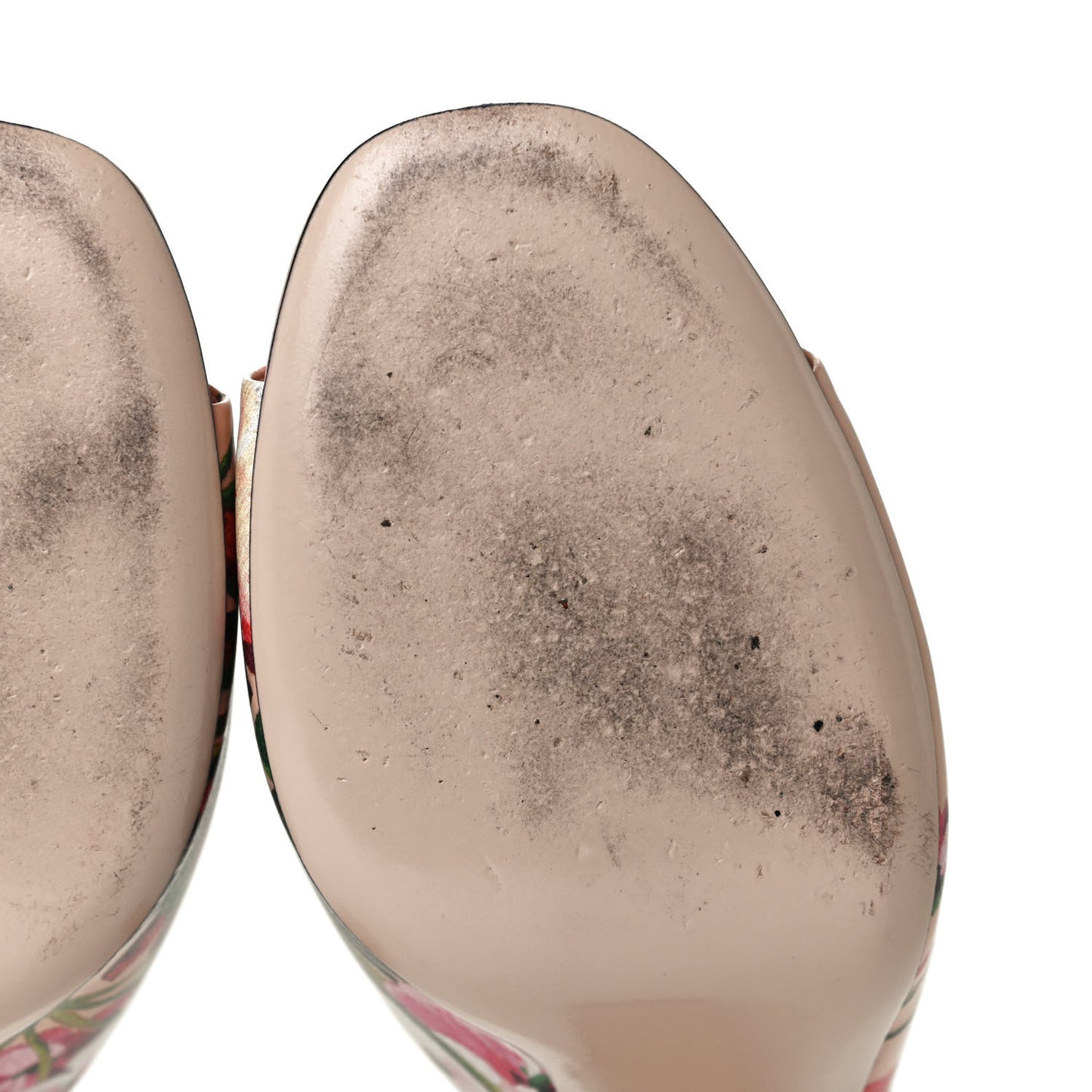 Calfskin Blooms Print High Heel Slide Sandals 37.5 Pink Apricot Multicolor