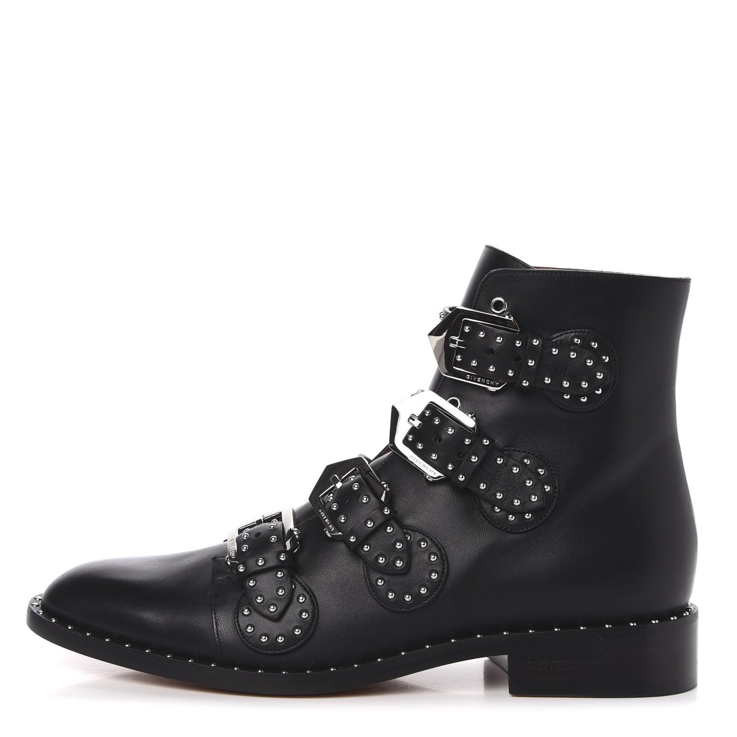 Calfskin Studded Prue Buckle Bootie 40.5 Black