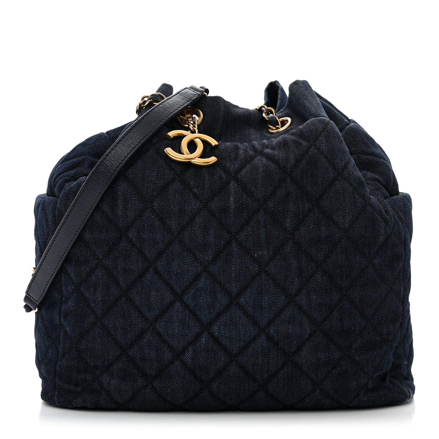 Chanel Washed Denim Quilted Small Urban Spirit Drawstring Bag Dark Blue 1 of 10