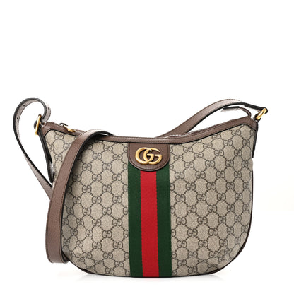 Gucci GG Supreme Monogram Web Small Ophidia Half Moon Hobo Brown 1 of 10