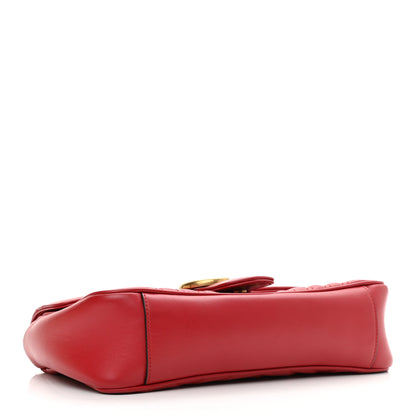Gucci Calfskin Matelasse Small GG Marmont Shoulder Bag Hibiscus Red 3 of 13