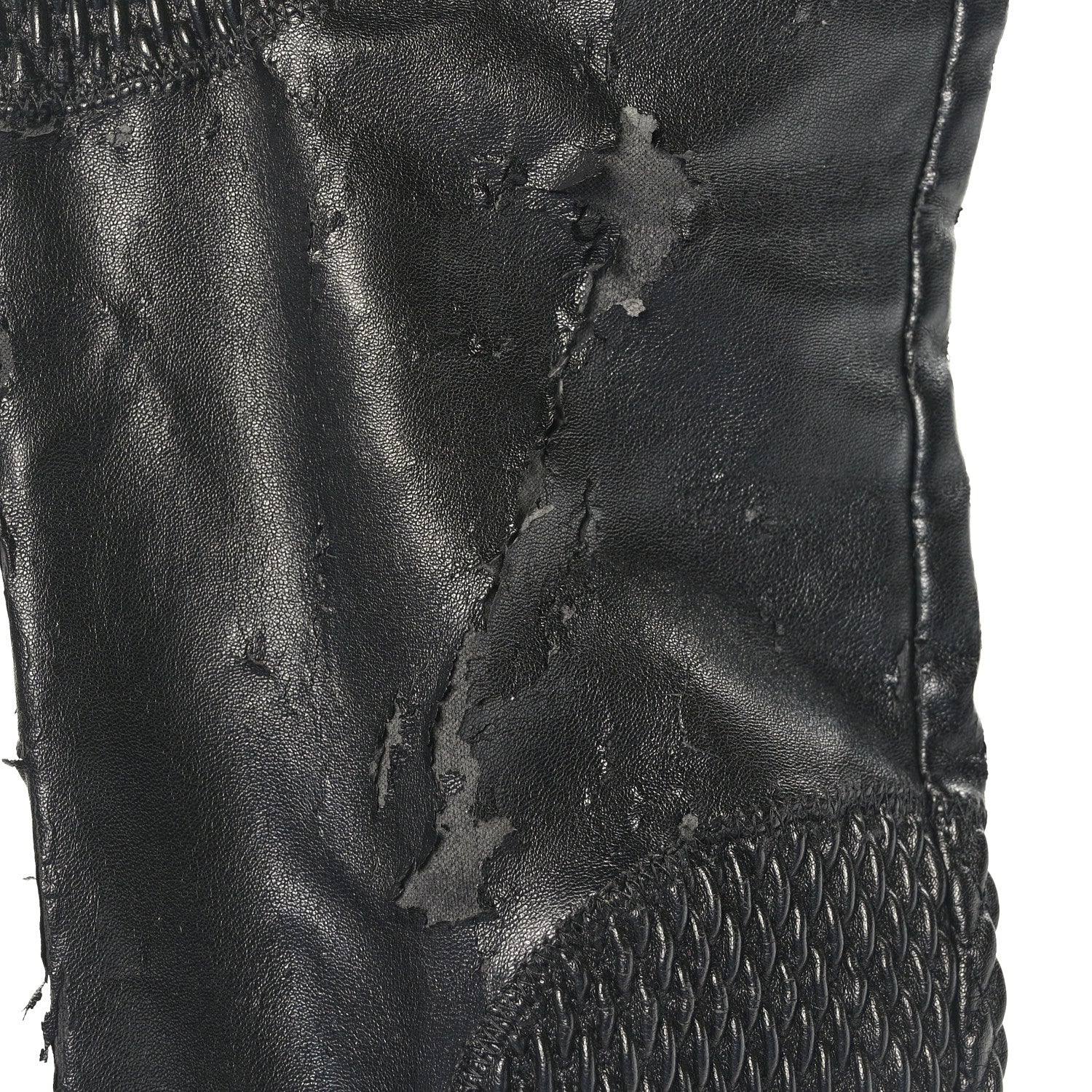 Fendi Calfskin Stretch Fabric Wave Over The Knee Boots 36 Black 10 of 12