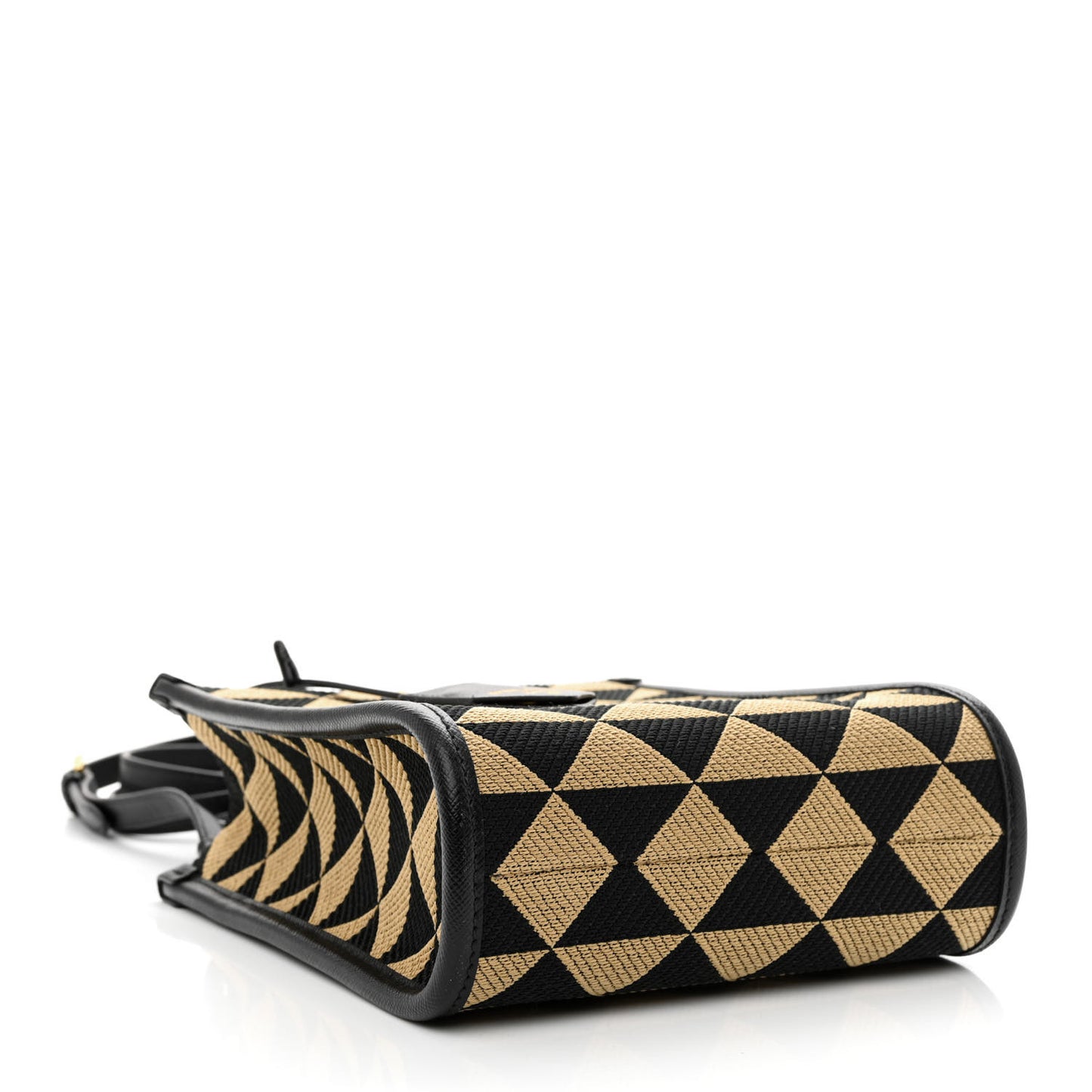 Jacquard Saffiano Triangolo Symbole Embroidered Micro Tote Black Corda