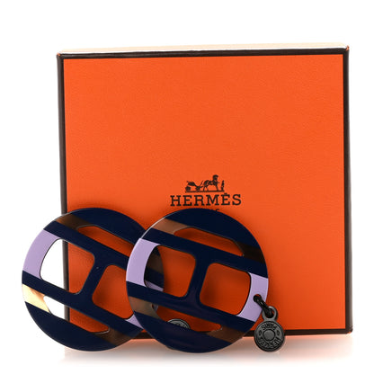 Hermes Lacquered Horn H Equipe Earrings Lilas 5 of 5