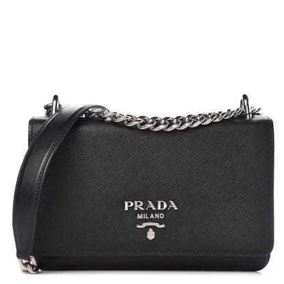 Prada Saffiano Soft Calf Chain Crossbody Bag Black 1 of 7