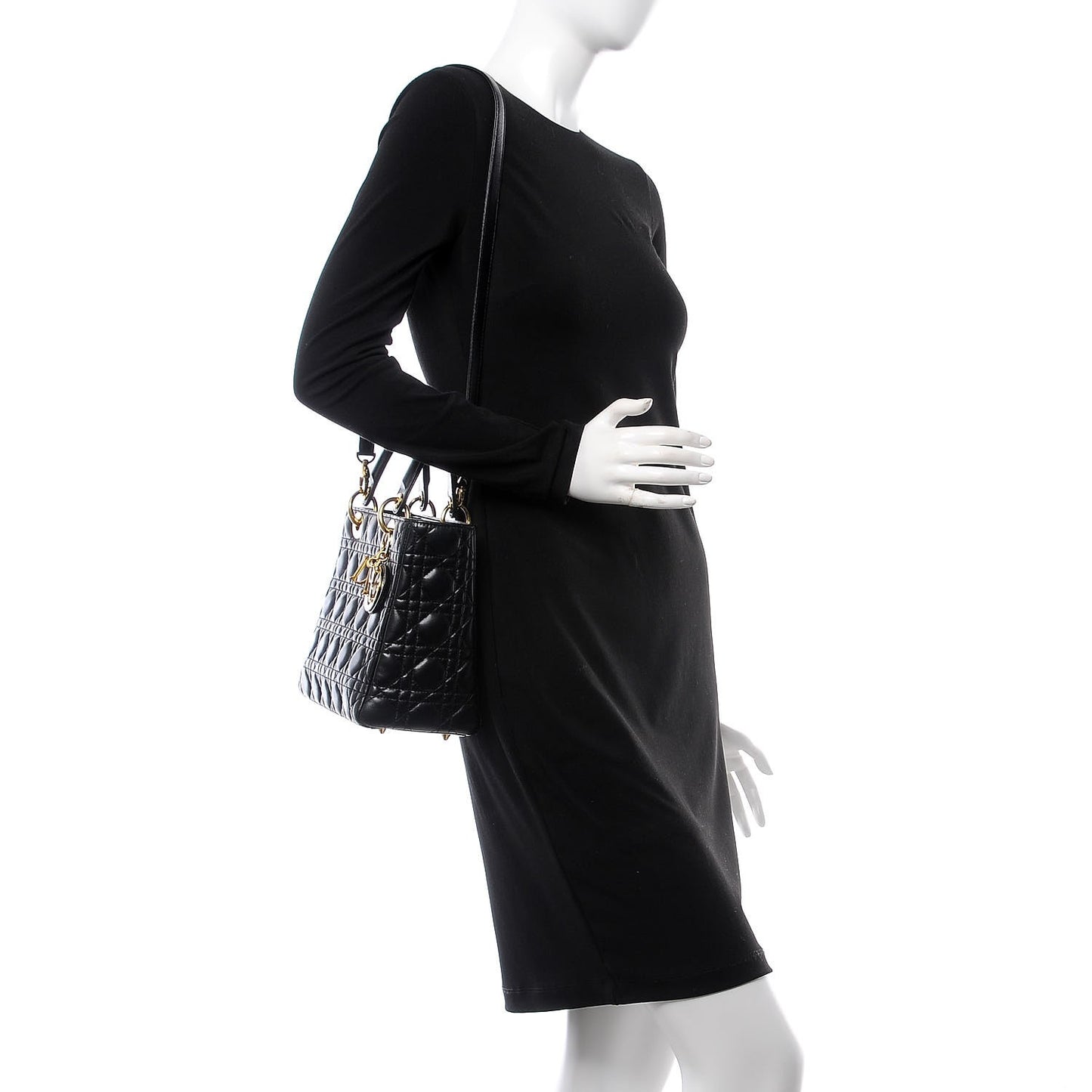 Lambskin Cannage Medium Lady Dior Black