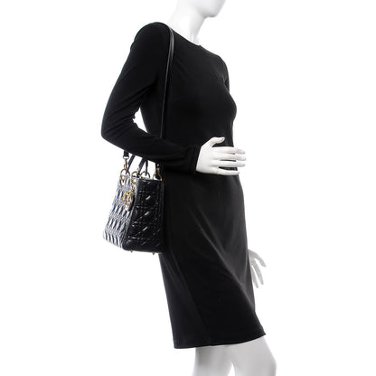Christian Dior Lambskin Cannage Medium Lady Dior Black 2 of 8