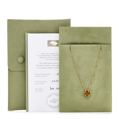 Van Cleef & Arpels 18K Yellow Gold Tiger Eye Vintage Alhambra Pendant Necklace 5 of 5