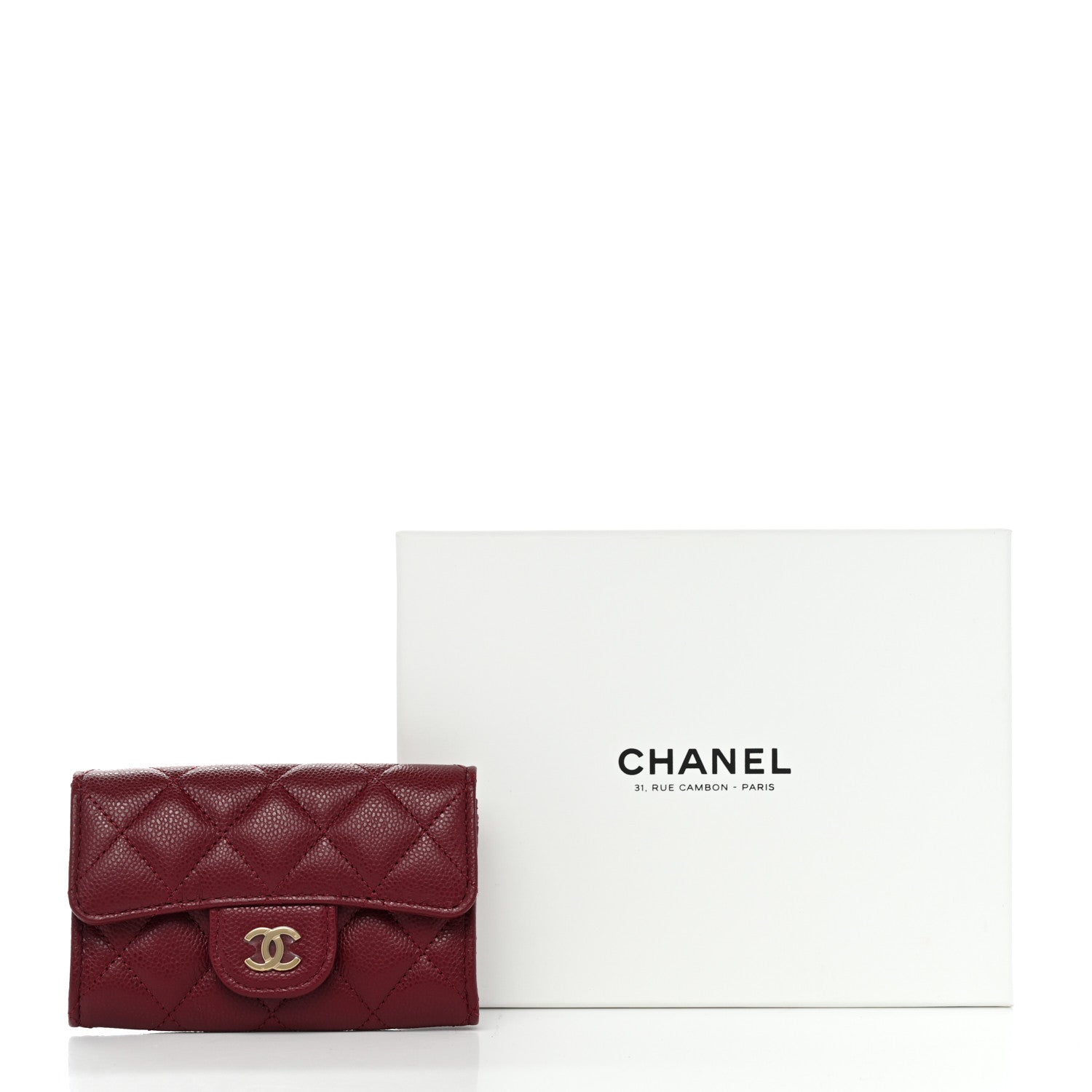 Chanel Caviar Quilted Flap Card Holder Wallet Burgundy 9 of 9