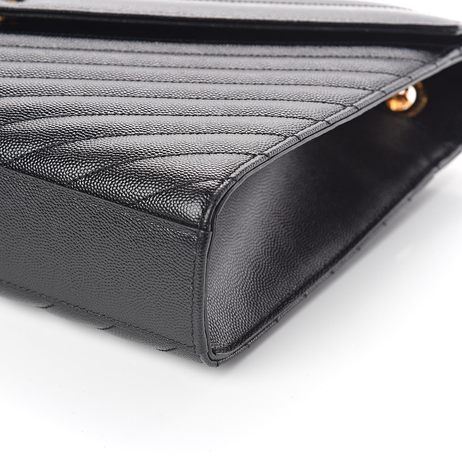 Saint Laurent Grain De Poudre Matelasse Chevron Large Monogram Satchel Black 8 of 8
