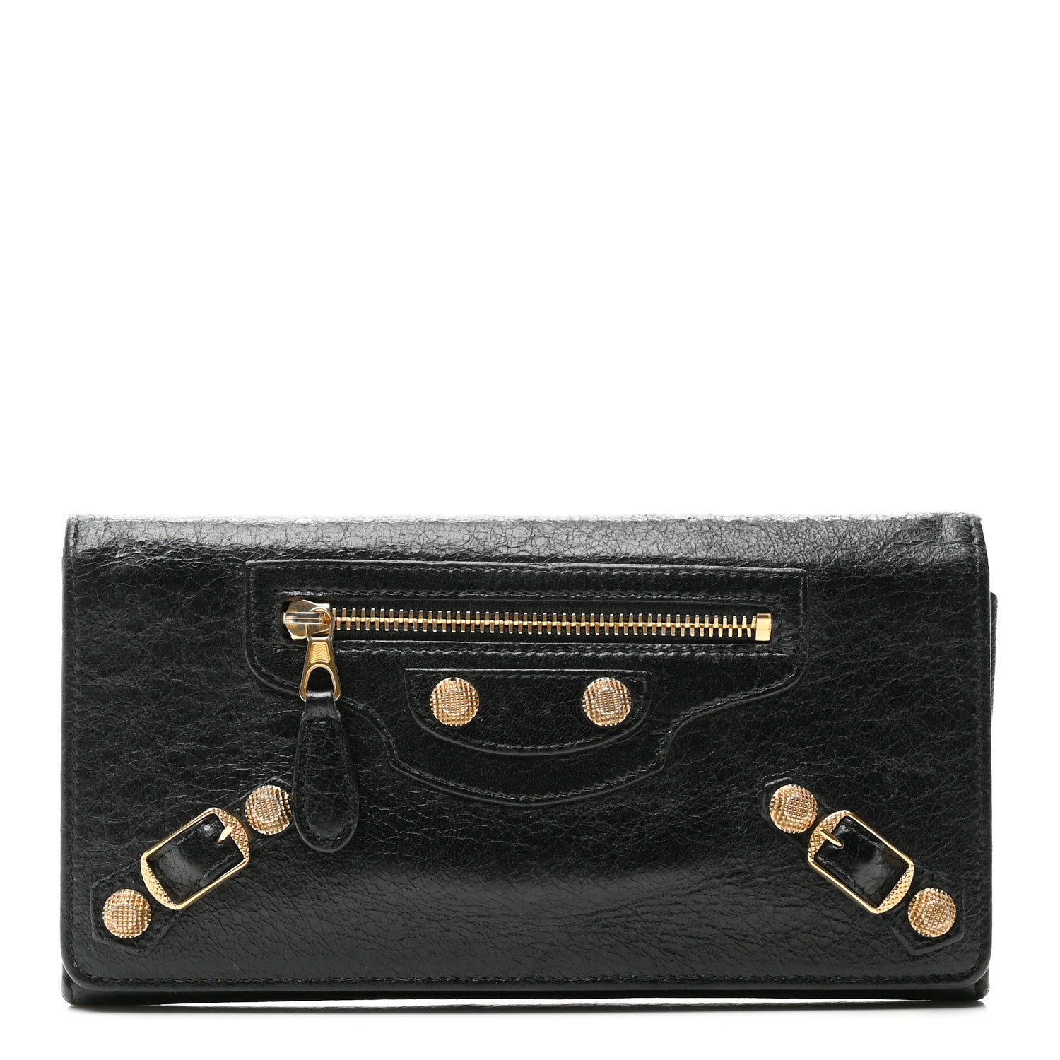 Balenciaga Agneau Giant 12 Gold Hardware Money Wallet Black 1 of 8