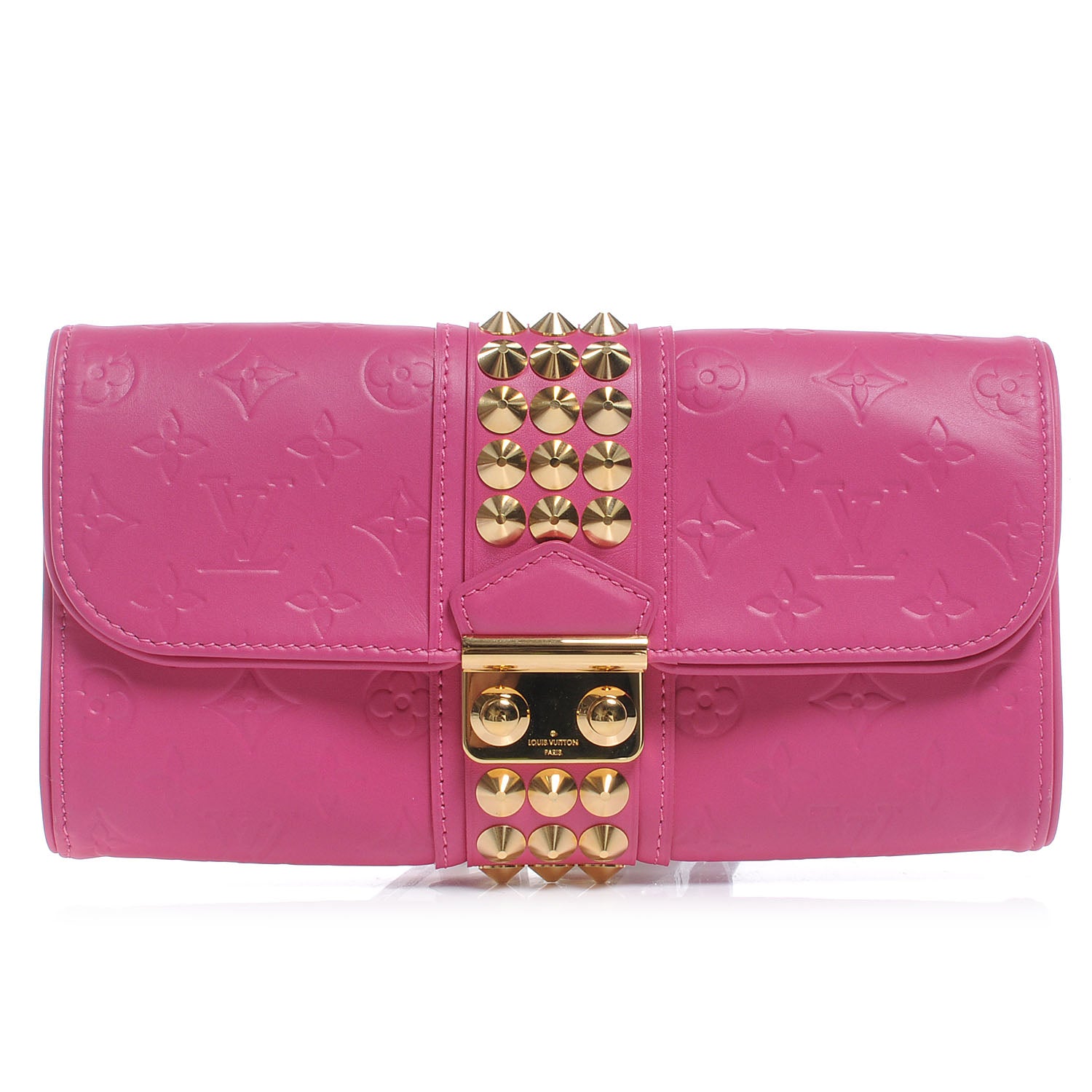 Louis Vuitton Calfskin Embossed Courtney Pochette Clutch Fuchsia 1 of 7