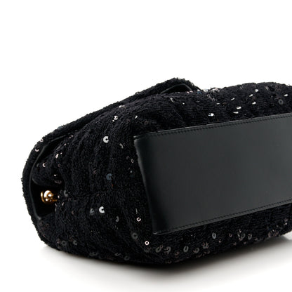 Saint Laurent Sequin Y Quilted Monogram Small Loulou Chain Satchel Black 10 of 11