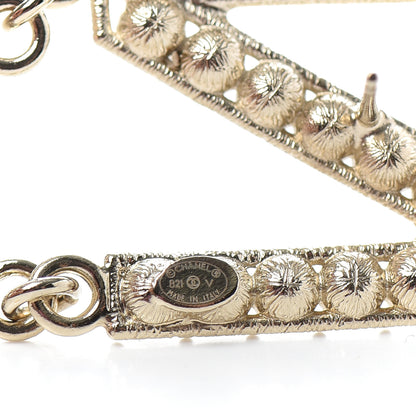Chanel Crystal Cha-Nel Logo Drop Earrings Gold 4 of 4