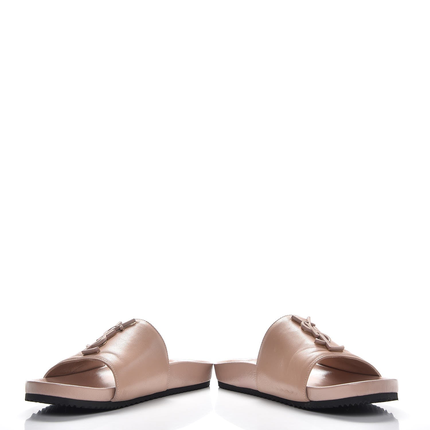 Saint Laurent Lambskin Joan Slide Sandals 38 Nude 5 of 12
