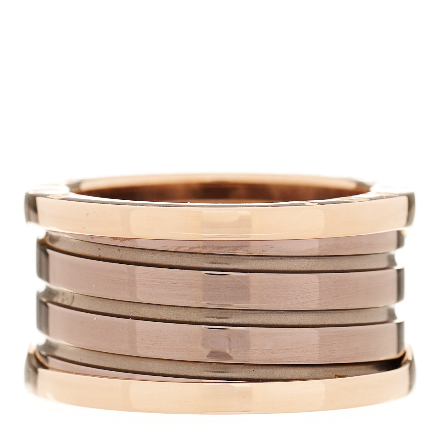 18K Rose Gold Bronze Cermet B.Zero1 Roma Four-Band Ring 55 7.25