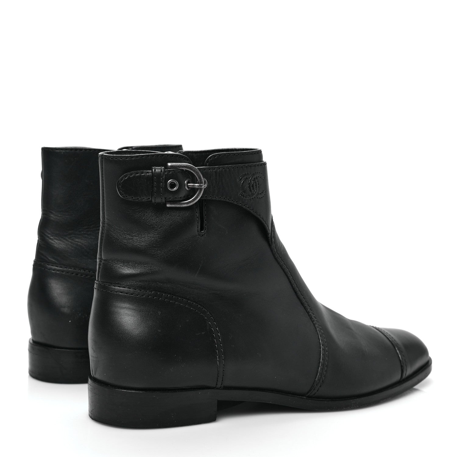 Chanel Calfskin CC Short Boots 41.5 Black 4 of 9