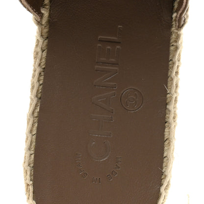 Chanel Calfskin CC Espadrille Mules 39 Dark Beige 7 of 10