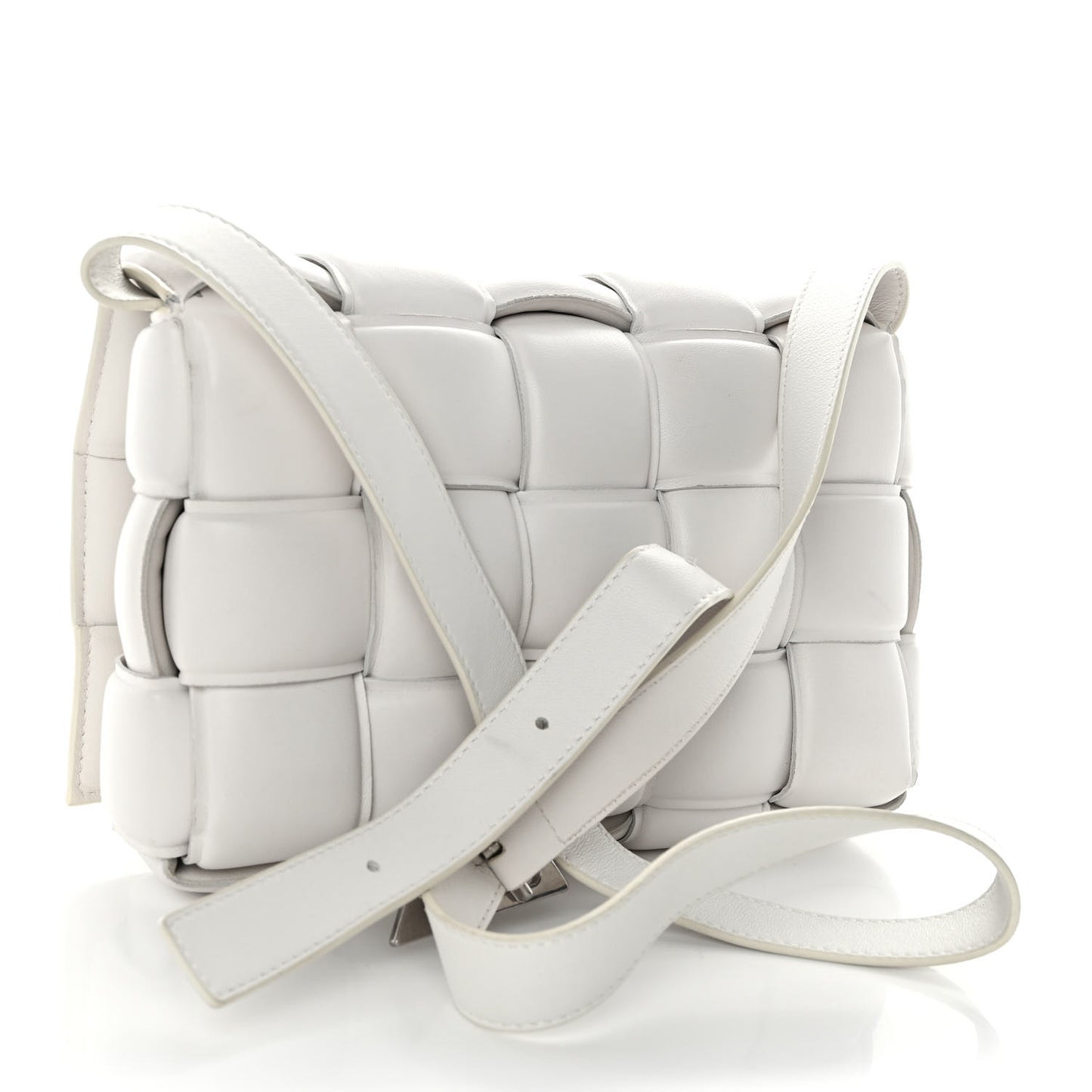 Nappa Maxi Intreccio Padded Cassette Crossbody Bag Chalk