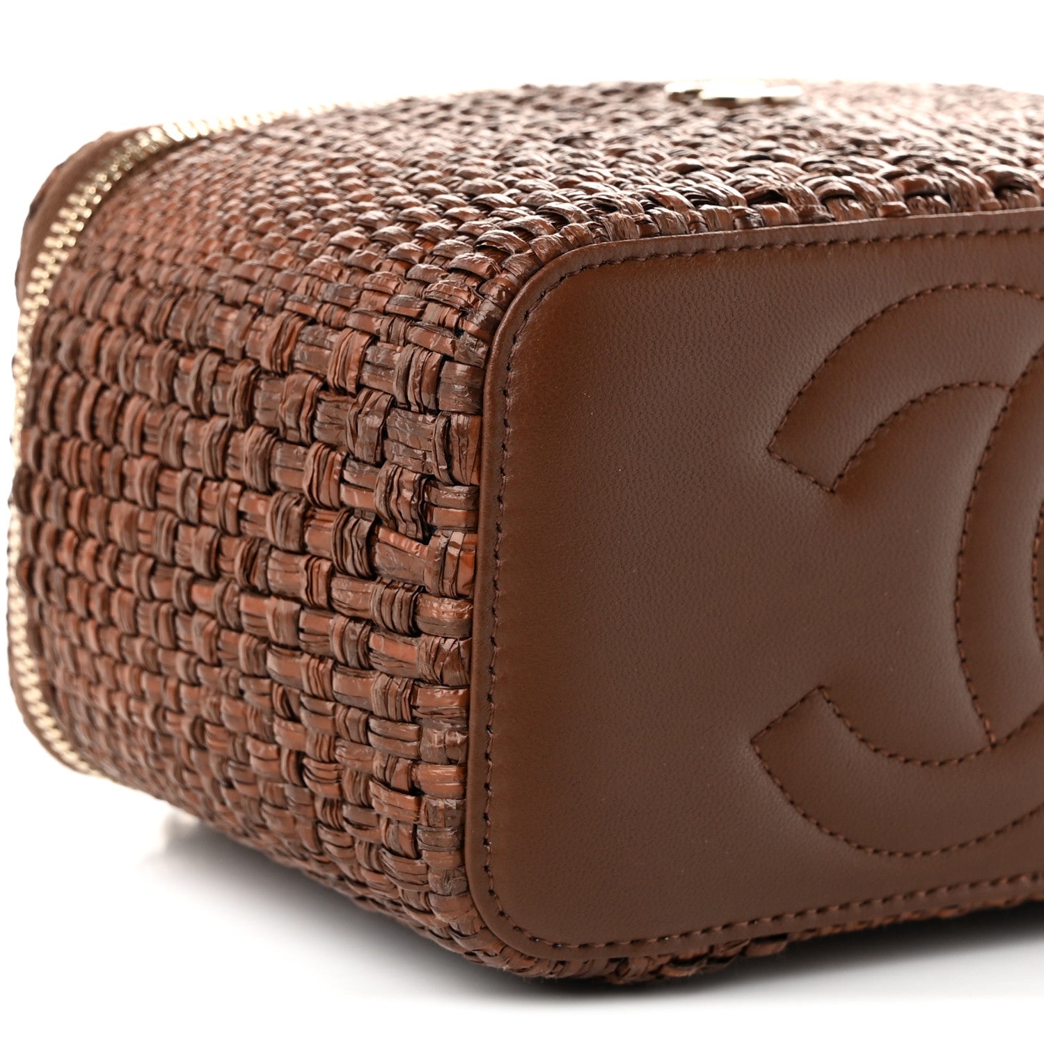 Chanel Braided Raffia Vanity Case With Chain Brown 8 of 10