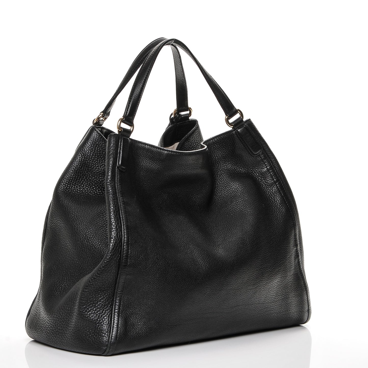 Pebbled Calfskin Large Soho Shoulder Bag Black