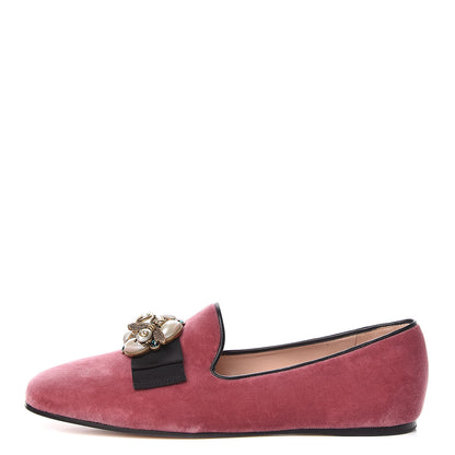 Gucci Velvet Etoile Pearl Embellished Loafers 40 Tibet Red 1 of 9