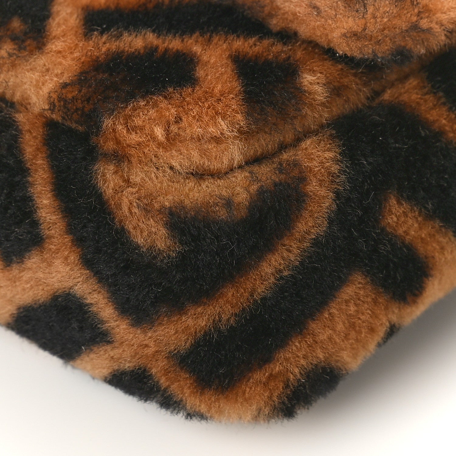 Fendi Shearling Vitello Dolce Macro FF 1974 Mini Baguette Tobacco Black 8 of 8