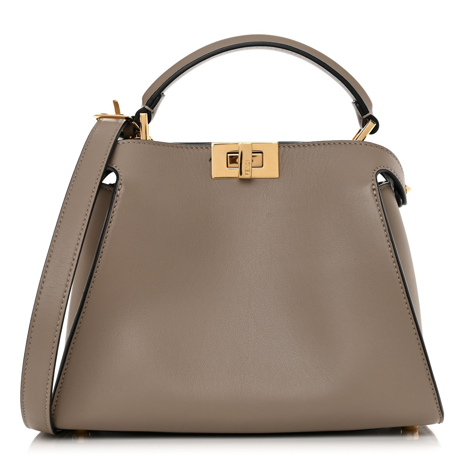 Fendi Vitello Tahiti Burro Medium Peekaboo Iconic Essentially Satchel Tortora Black 1 of 13