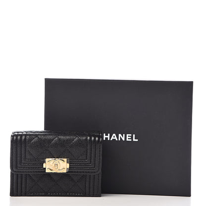 Chanel Caviar Quilted Small Boy Flap Wallet Black 8 of 8